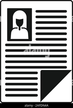 Woman cv paper icon. Simple illustration of woman cv paper vector icon for web design isolated on white background Stock Vector
