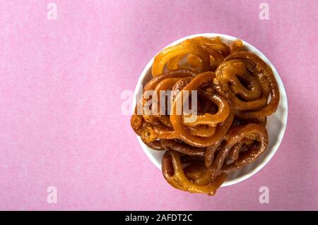 Indian sweet jalebi, indian dessert jalebi or imarti or imarati or jilbi Stock Photo