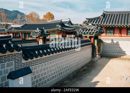 Gyeongbokgung Palace at autumn in Seoul, Korea Stock Photo