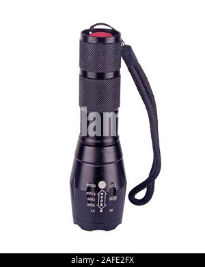 Close up of flashlight isolated on white background Stock Photo