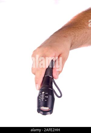 Close up of flashlight isolated on white background Stock Photo