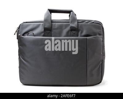 Textile briefcase for laptop isolated on white background Stock Photo