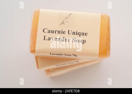 Caurnie Unique Lavender Soap made at Caurnie Soaperie, the worlds oldest cold process soapmaker, Kirkintilloch, Scotland, UK Stock Photo