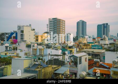 HO CHI MINH CITY, VIETNAM - DECEMBER 19, 2015: Morning cityscape of modern Saigon (Ho Chi Minh City) Stock Photo