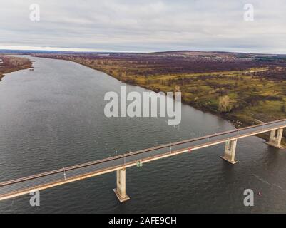 Dyurtyuli city in the Republic of Bashkortostan. View from a small town bridge Stock Photo