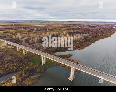 Dyurtyuli city in the Republic of Bashkortostan. View from a small town bridge Stock Photo