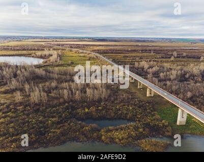 Dyurtyuli city in the Republic of Bashkortostan. View from a small town bridge Stock Photo