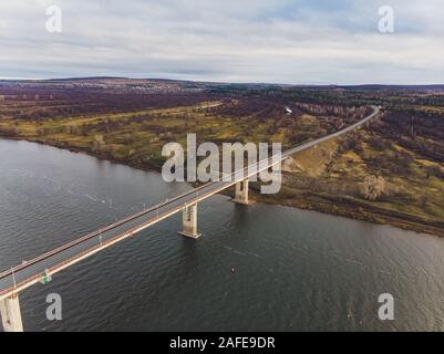 Dyurtyuli city in the Republic of Bashkortostan. View from a small town bridge Stock Photo