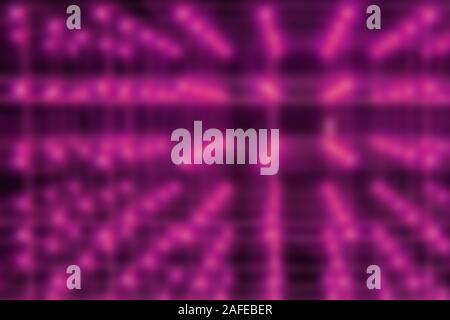 dark pink blurred fantastic background with perspective, light bulbs diodes, cosmic glow, computer design, modern trend Stock Photo