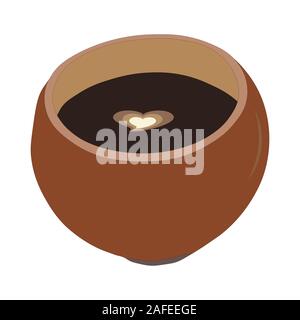 Vector coffee in a cup of coconut shells for your business brand and coffee shop. Stock Vector