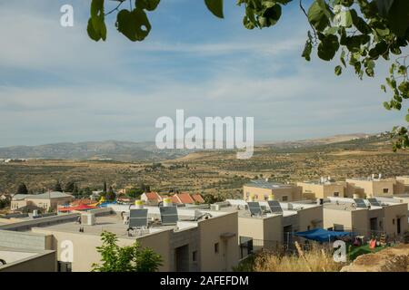 View of Nablus from the Israeli settlement Kdumim in the West Bank, Israel / Palestine Stock Photo