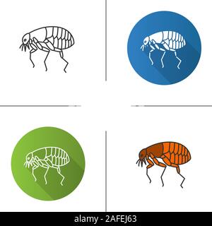 Flea icon. Flat design, linear and color styles. Pets parasite. Isolated vector illustrations Stock Vector