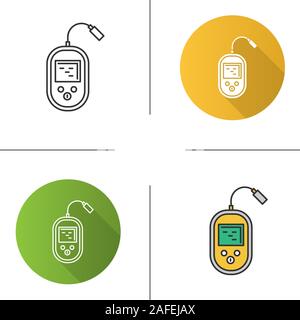Fish finder icon. Flat design, linear and color styles. Echo sounder. Depth finder. Fish searching. Isolated vector illustrations Stock Vector