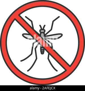 Stop mosquitos sign color icon. Flying insects repellent. Pest control. Isolated vector illustration Stock Vector