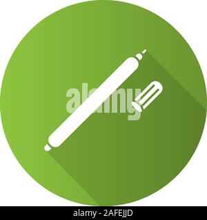 Fabric marker pen flat design long shadow glyph icon. Vector silhouette illustration Stock Vector
