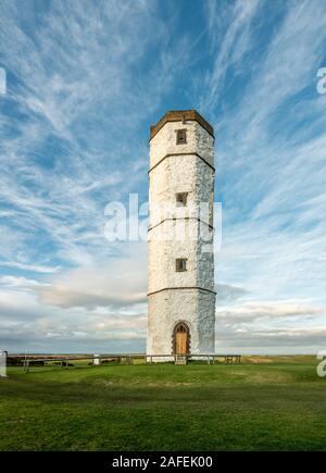 The old Chalk Tower listed building at Flamborough Head with a stunning sky backdrop, East Riding of Yorkshire, UK Stock Photo