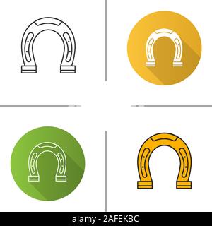 Horseshoe icon. Flat design, linear and color styles. Symbol of success and good luck. Isolated vector illustrations Stock Vector