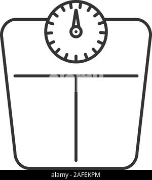 Scales for weighing thin line icon, Gym concept, bathroom scale sign on  white background, Floor scales for weighing body weight icon in outline  style for mobile and web design. Vector graphics.