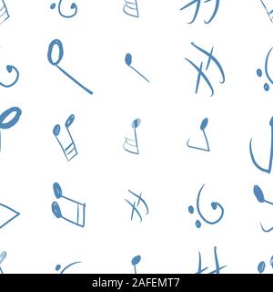 Seamless vector artwork, abstract musical note illustrations background,tone chromatic scale. Stock Vector