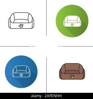 Pet bed icon. Flat design, linear and color styles. Isolated vector illustrations Stock Vector