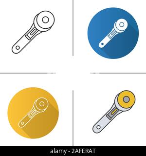 Black White Vector Illustration Of Rotary Cutter Blade Line Icon Of  Quilting Instrument Patchwork Tool For Quilters To Cut Fabric Isolated On  White Background Stock Illustration - Download Image Now - iStock