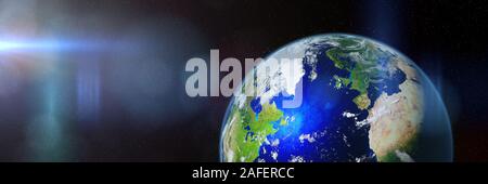 planet Earth, floating in empty space Stock Photo