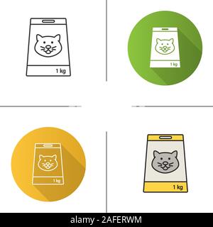 Set of thin line icons about playing, feeding of cats isolated on white.  Domestic animals care outline pictograms collection. Kittens toys and food  logos. Pets vector elements for infographic, web Stock Vector