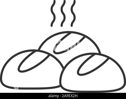 Dinner rolls linear icon. Thin line illustration. Round buns. Contour symbol. Vector isolated outline drawing Stock Vector