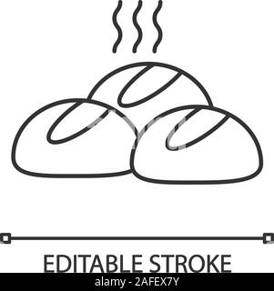 Dinner rolls linear icon. Thin line illustration. Round buns. Contour symbol. Vector isolated outline drawing. Editable stroke Stock Vector