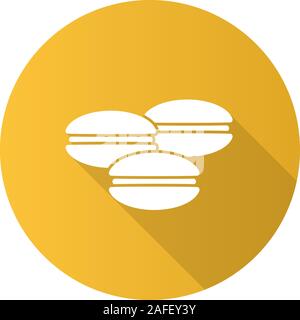 Macarons flat design long shadow glyph icon. Vector silhouette illustration Stock Vector