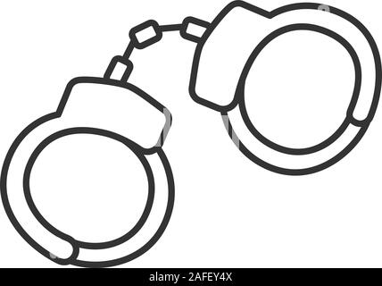 Handcuffs linear icon. Manacle. Thin line illustration. Contour symbol ...