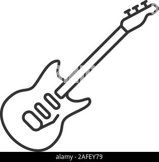 Electric guitar linear icon. Thin line illustration. Contour symbol. Vector isolated outline drawing Stock Vector