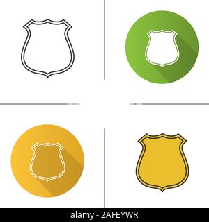 Badge, emblem icon. Flat design, linear and color styles. Firefighter or policeman label. Isolated vector illustrations Stock Vector