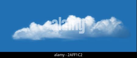 Realistic cloud over blue sky background. Vector illustration. Stock Vector
