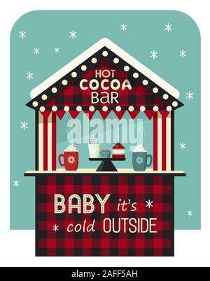 Hot drinks street stall flat color vector icon Stock Vector