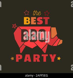 BBQ party hand drawn flat color vector icon Stock Vector