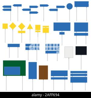Road signs vector set isolated on white background. Stock Vector