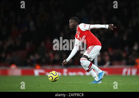 London, UK. 15th Dec, 2019. Nicolas Pepe (A) at the Arsenal v Manchester City English Premier League game at The Emirates Stadium, UK on December 15, 2019. **Editorial use only, license required for commercial use. No use in betting, games or a single club/league/player publications** Credit: Paul Marriott/Alamy Live News Stock Photo