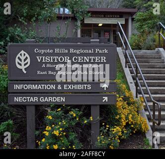 Coyote Hills Regional Park Visitor Center sign,  Fremont, California Stock Photo