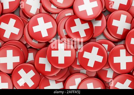 Badges with flag of Switzerland, 3D rendering Stock Photo