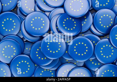 Badges with flag of the European Union, 3D rendering Stock Photo