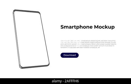 Rotated 3d smartphone mockup template for application presentation Stock Vector