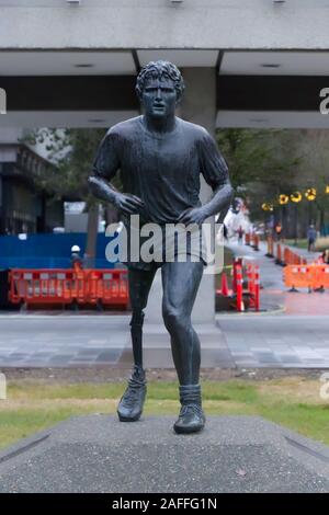 Burnaby, Canada - December 11, 2019: Statue of Terrance Stanley 'Terry' Fox (July 28, 1958 - June 28, 1981) at Simon Fraser University Campus Stock Photo