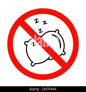 No sleep icon in flat style. No pillow symbol. Stock Vector