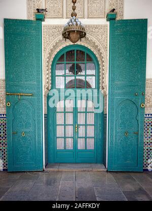 CASABLANCA, MOROCCO - CIRCA APRIL 2018: Detail of Interior of the Mahkama du Pacha in Casablanca. This is an administrative building constructed 1941- Stock Photo