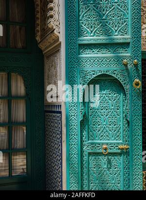 CASABLANCA, MOROCCO - CIRCA APRIL 2018: Detail of Interior of the Mahkama du Pacha in Casablanca. This is an administrative building constructed 1941- Stock Photo