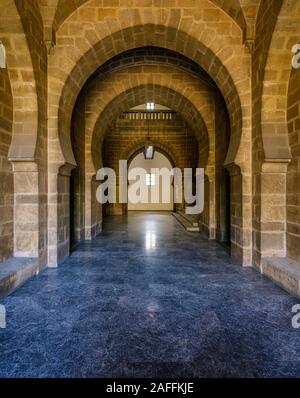 CASABLANCA, MOROCCO - CIRCA APRIL 2018: Interior corridor of the Mahkama du Pacha in Casablanca. This is an administrative building constructed 1941-1 Stock Photo