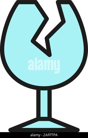 Broken glass, garbage flat color line icon. Isolated on white background Stock Vector
