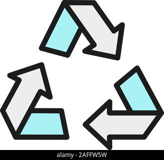 Recycle, recycling flat color line icon. Isolated on white background Stock Vector