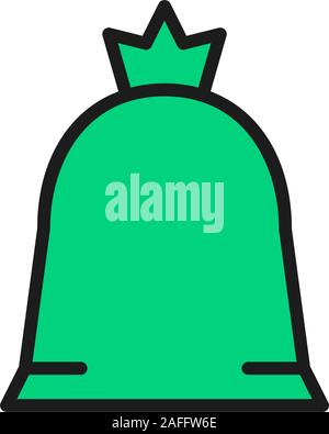 Vector filled trash bag, garbage flat color line icon. Stock Vector